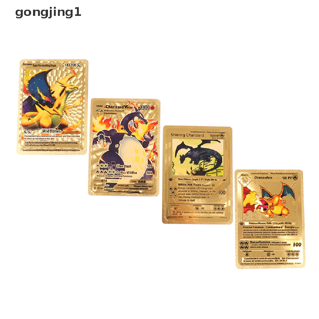 Ggg 54pcs Kartu Pokemon Vmax GX Energi Bahan Metal Warna Emas Untuk Koleksi