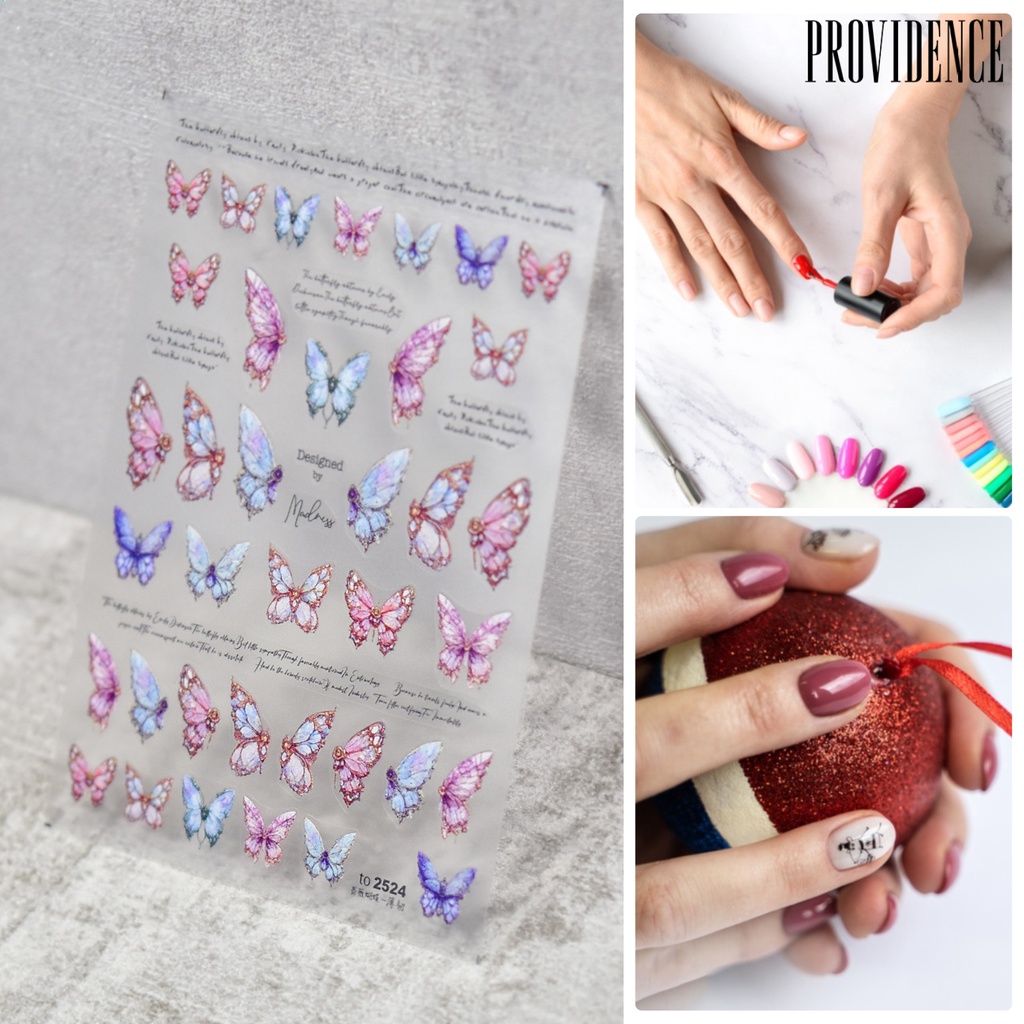 1 Lembar Stiker Kuku Desain Kupu-Kupu 5D Untuk Salon Manicure Nail Art