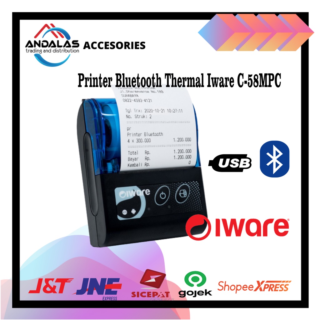 Printer Bluetooth Thermal Mobile Iware C-58MPC - Barang Baru &amp; Garans