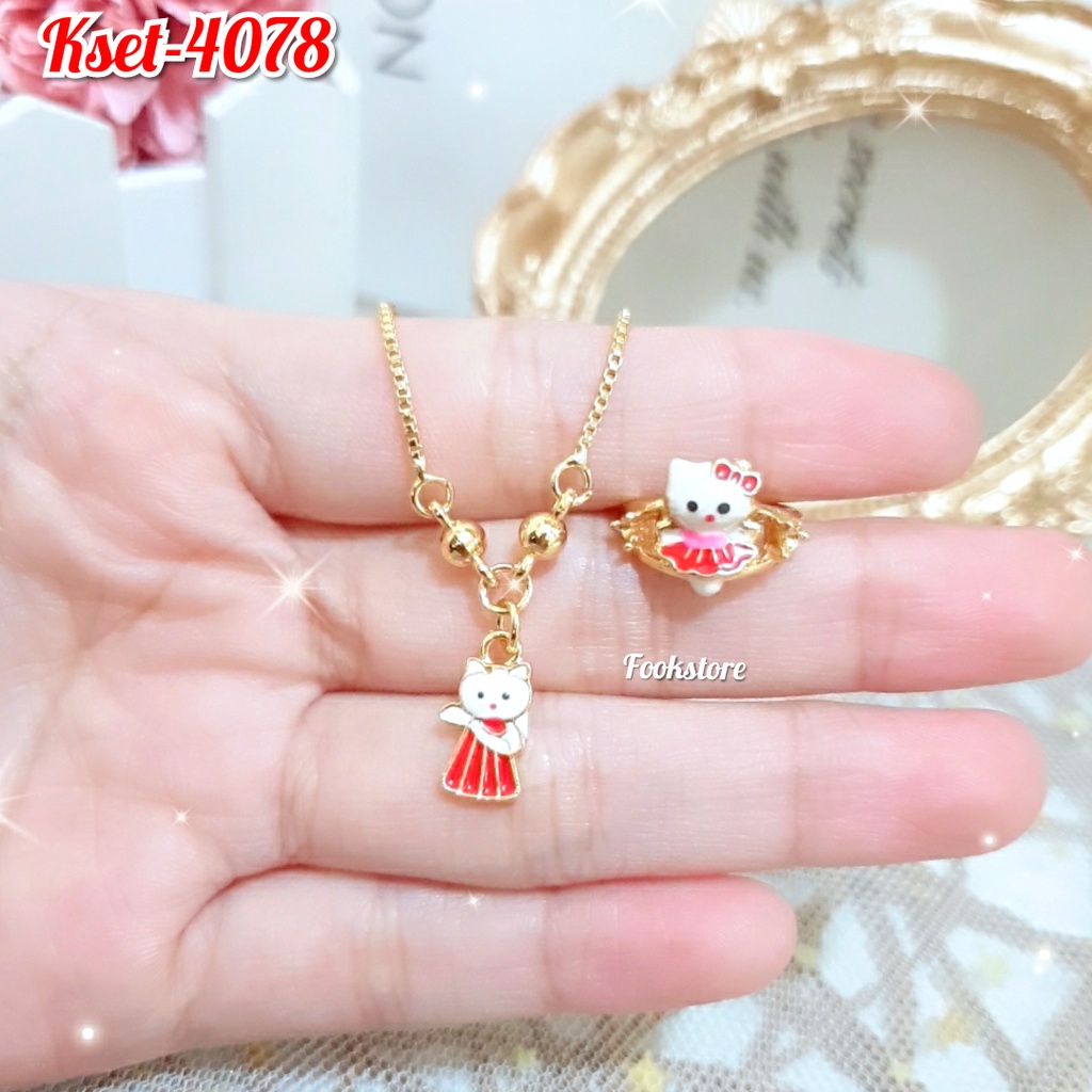 COD SET kalung Kitty &amp; Cincin Kitty ANAK