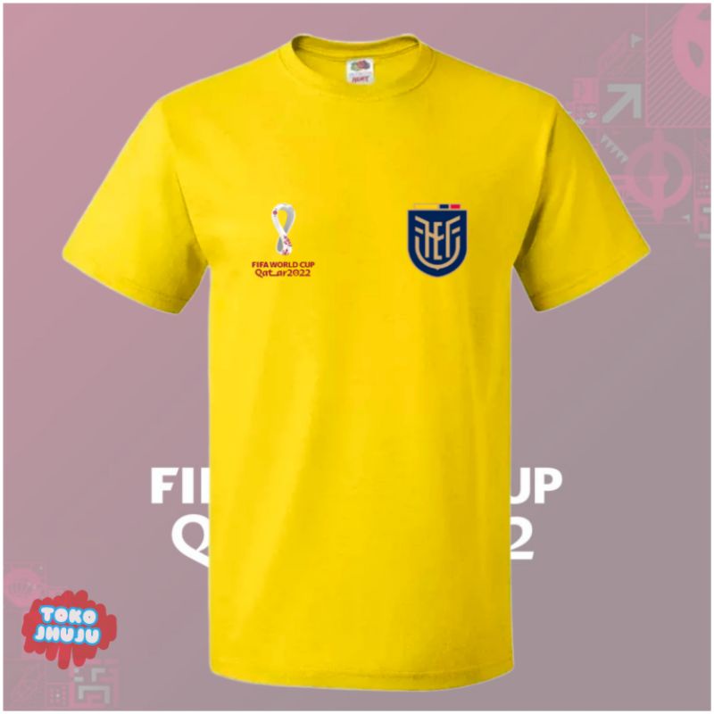 Baju Kaos Piala Dunia World Cup 2022 tin Ekuador DEPAN BELAKANG