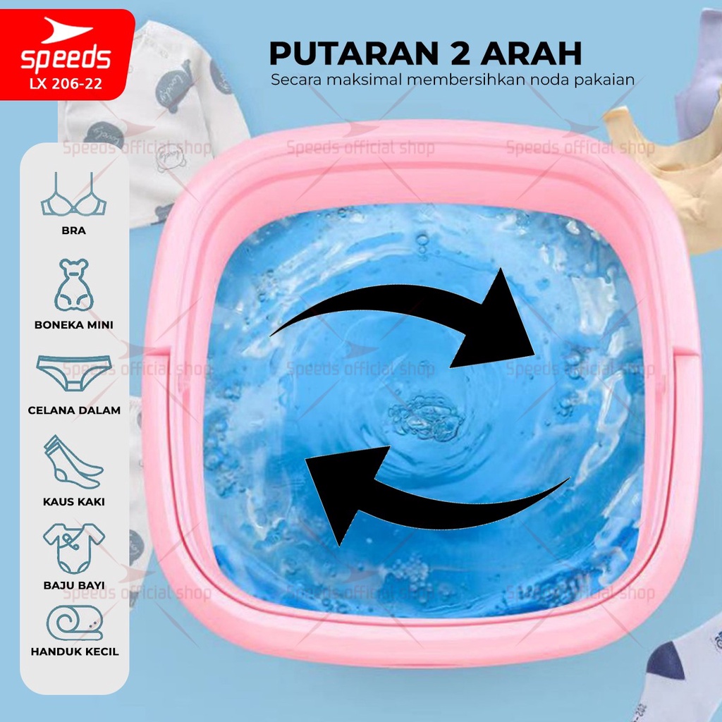 SPEEDS Mesin Cuci Portabel Mini Dapat Dilipat Pencuci Pakaian dan Kain Washing Machine 206-22