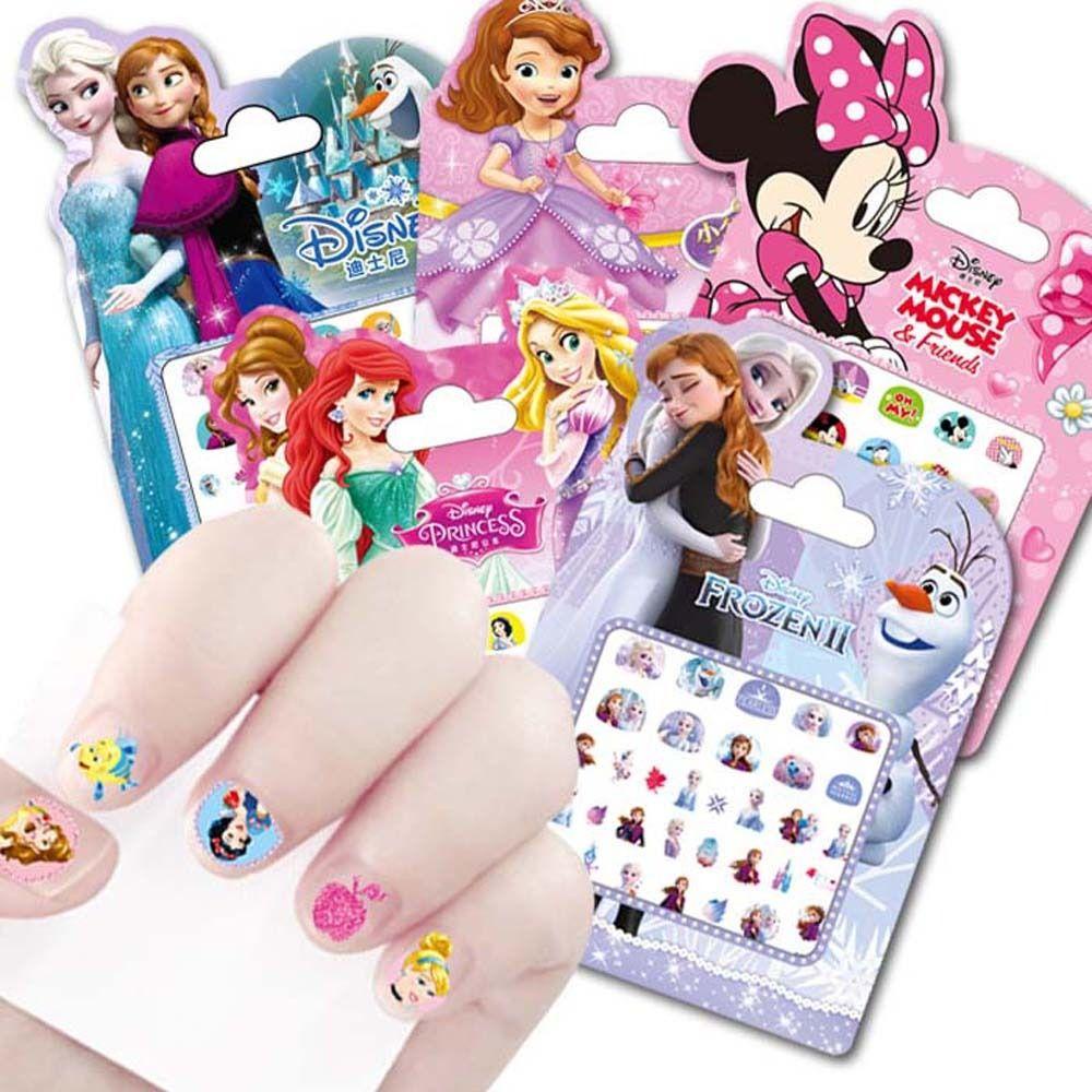 NEEDWAY Anak Stiker Kuku Gadis Hadiah Lucu Kartun Mainan Sofia Frozen Elsa Anna Nail Art Dekorasi