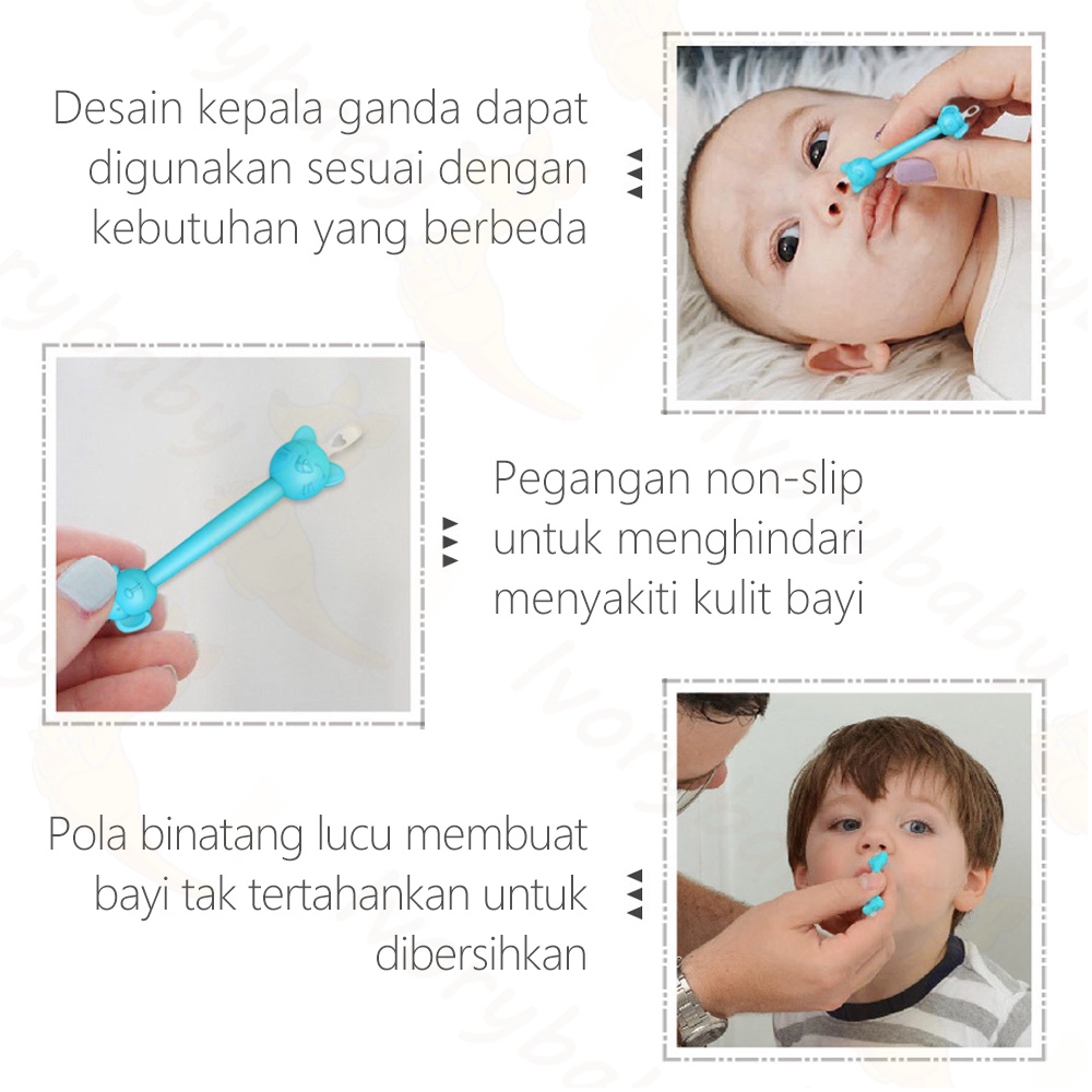 Ivorybaby 2in1Booger tool Kartun Boogertool pembersih telinga dan hidung bayi