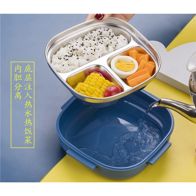 KOTAK MAKAN / LUNCH BOX ANAK &quot;TEDEMEI&quot; STAINLESS STEEL 304 PREMIUM 3 SEKAT + KOTAK
