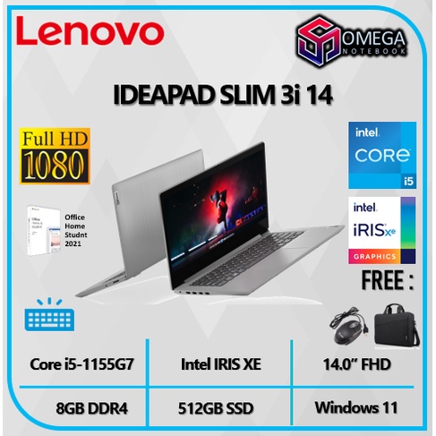 LENOVO IDEAPAD SLIM 3i 14 I5 1135G7 8GB 512SSD MX350 2GB W11+OHS 14.0&quot;FHD - GFID