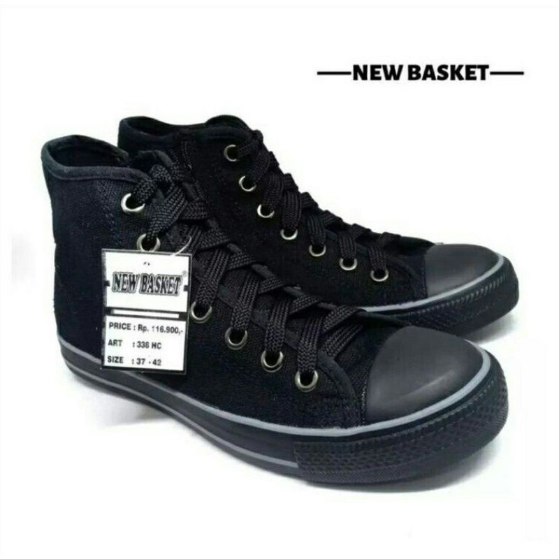 Sepatu Sekolah NEW BASKET HITAM POLOS 31- 42 100% ORIGINAL ( TINGGI DAN PENDEK )