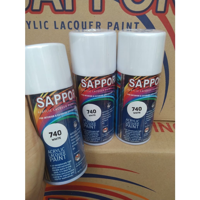 saporo acrylic lacquer paint pilok pilox sapporo 150ml saporo spray 150ml white 740 putih gloss glossy