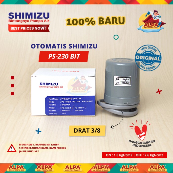 Pompa Air Otomatis Pompa Air Shimizu Ps-230 Bit (Original)