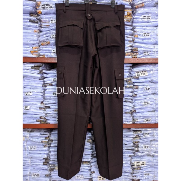 Celana Pramuka Kantong Saku 6 PDL Lapangan SMP SMA Guru Pembina