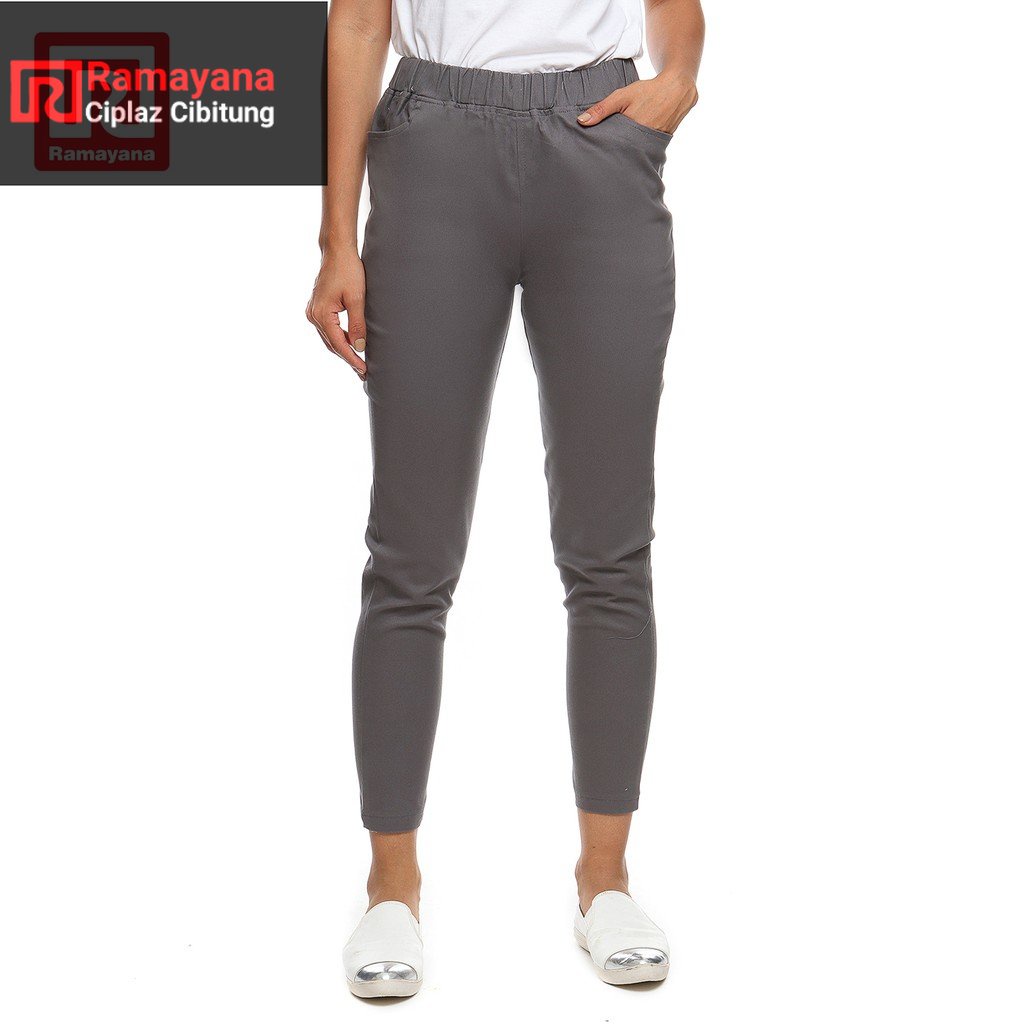 Ramayana - M1B Pakaian Wanita Celana Panjang Twill Reguler Abu Ramayana CIbitung