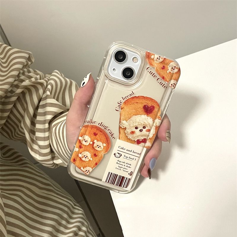 Soft Case Silikon TPU Transparan Motif Anjing Roti Untuk IPhone 14 13 12 11 Pro XS Max XR X 8 7 6 6S Plus