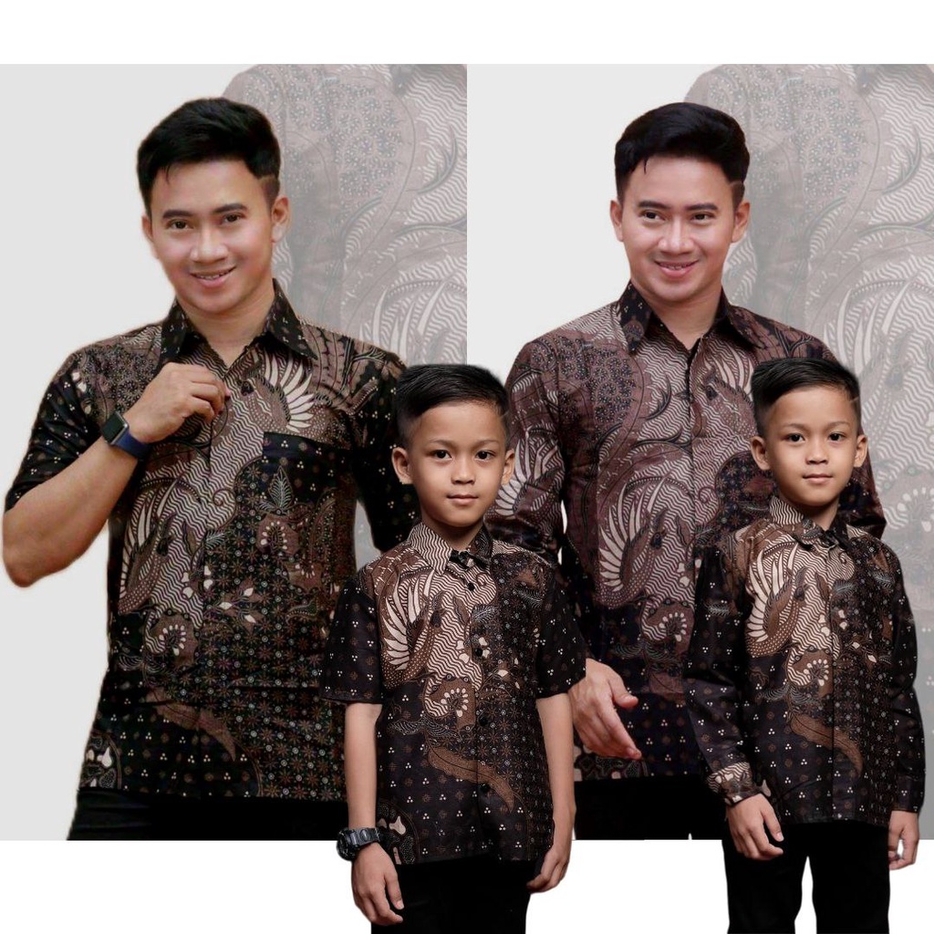 Kemeja Batik Anak Laki-laki Usia 3-13 Tahun Couple Batik Ayah Anak Lengan Panjang Dan Pendek