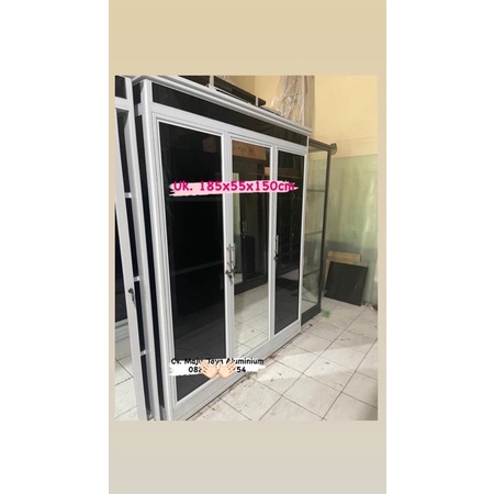 Almari pakaian bahan aluminium kaca 3 pintu khusus kediri