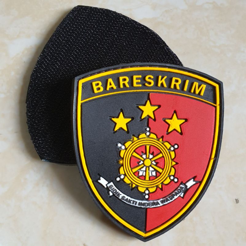 patch rubber logo bareskrim terbaru / polri / polisi / police / tempelan emblem karet velcro