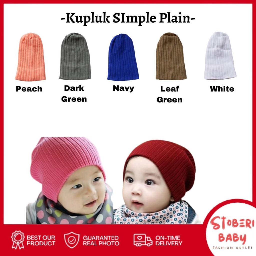 stoberi baby - Kupluk A SIMPLE PLAIN Bayi Polos Model Salur Laki Laki Perempuan New Born Usia 0-3 Tahun