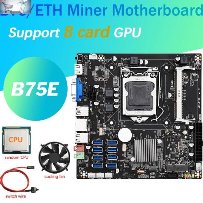 Diskon B75E 8 Card Btc Mining Motoard Support 8 Usb 3.0 Ports B75 Chip