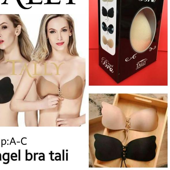 ANGEL WINGS BRA TALI SILIKON BRA TALLY (ADA BOX) TRUSTED ORIGINAL - Hitam, CupCTanpaKardus