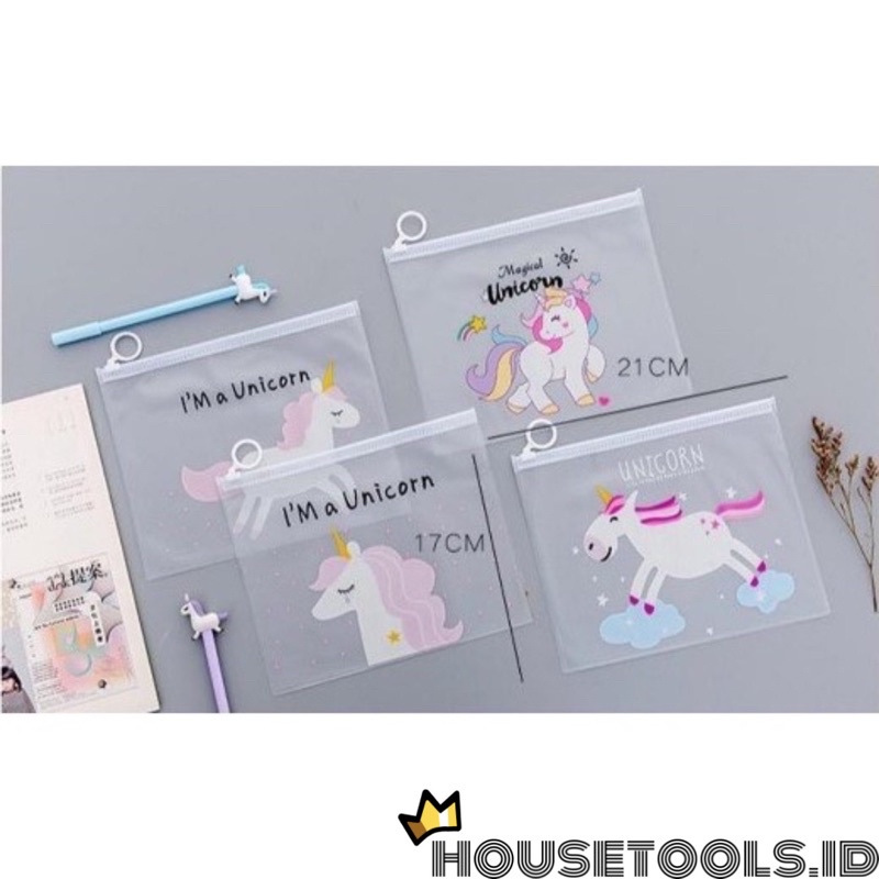 

HT-182 Tempat Pensil / Tas Pouch Kosmetik Transparan Pencil Motif Karakter Unicorn Impor