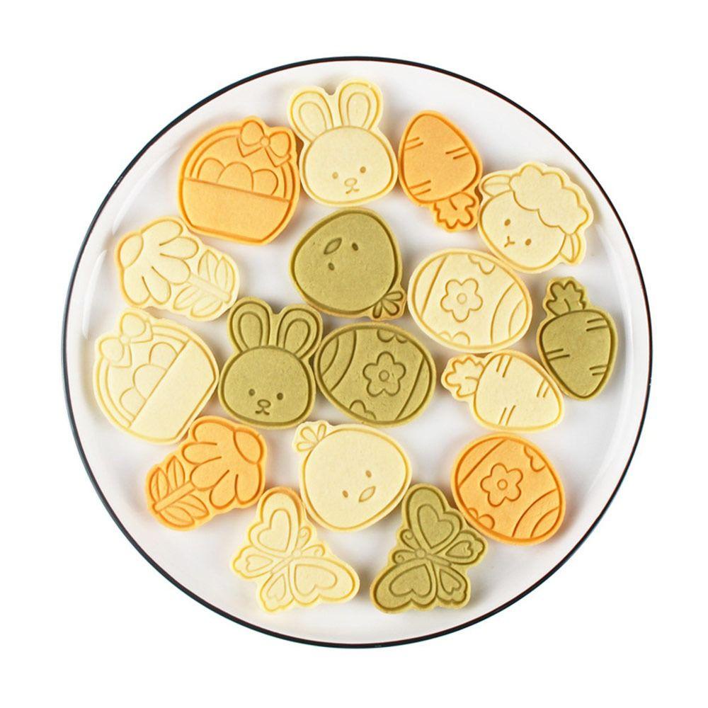 Solighter 8pcs/set 3D Easter Rabbit Makanan Fondant Pastry Dekorasi Plunger Cookie Cutter