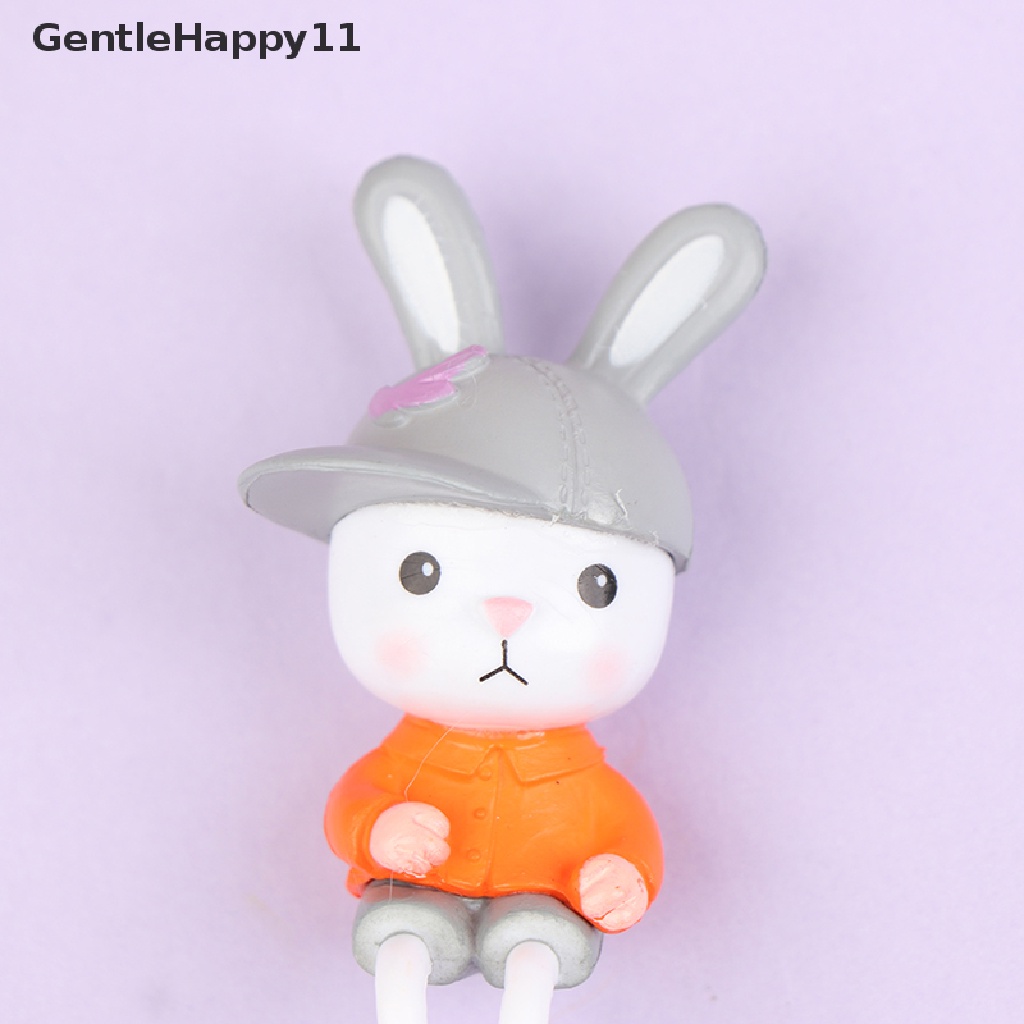 Gentlehappy Patung Dekorasi Pemandangan Miniatur Kelinci Kaki Panjang Resin Lucu Home Decor id
