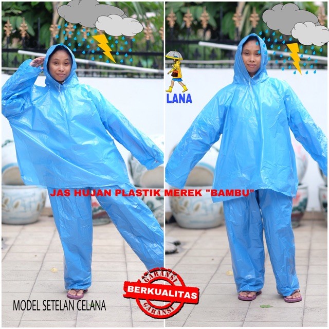 Jas Hujan Plastik Ponco Setelan LDPE HDPE Sekali Pakai/Mantel Hujan Plastik/Mantol Hujan Kresek/Raincoat Rain Coat Plastik