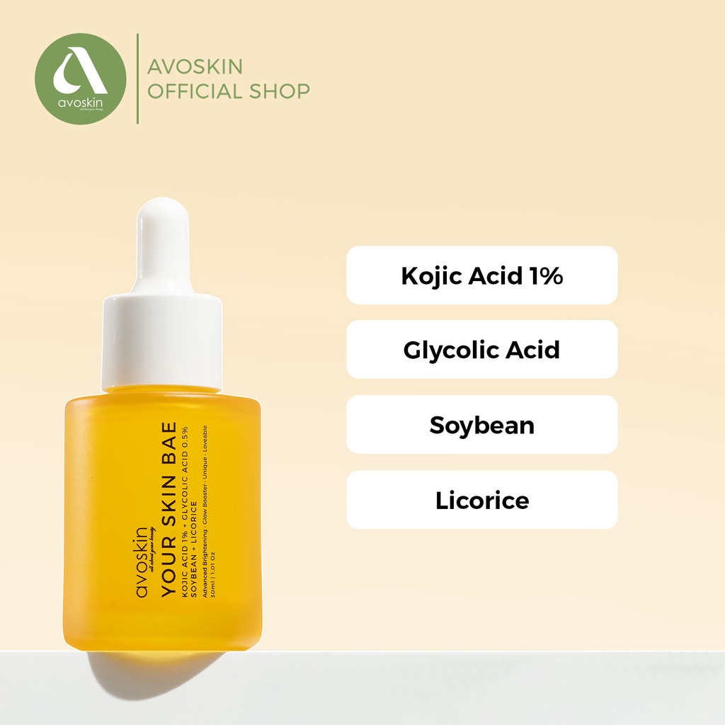 Avoskin Your Skin Bae Serum Kojic Acid 1% + Glycolic Acid + Soybean + Licorice (30 ml)