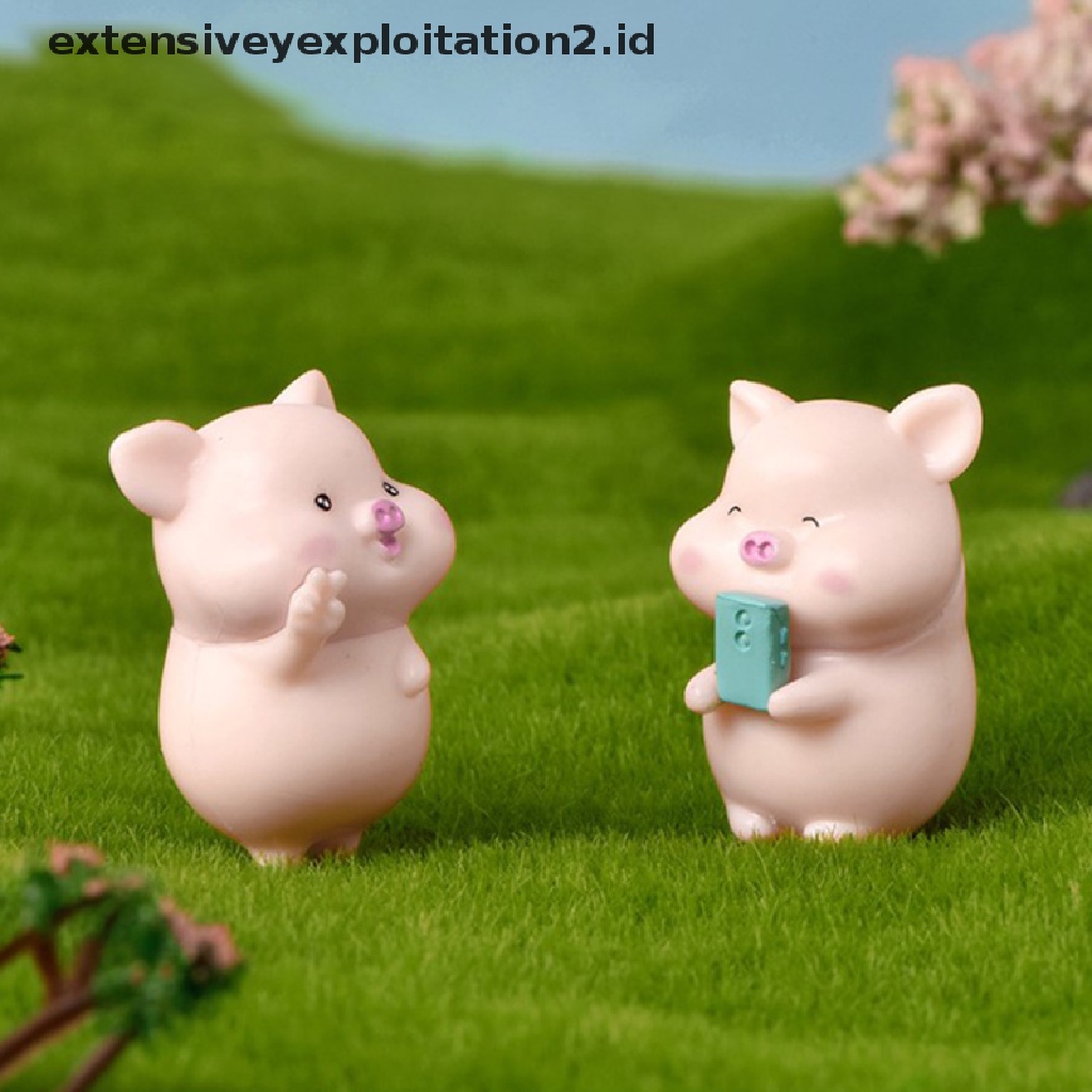 7pcs / set Mainan Miniatur Patung Kartun Hewan Babi