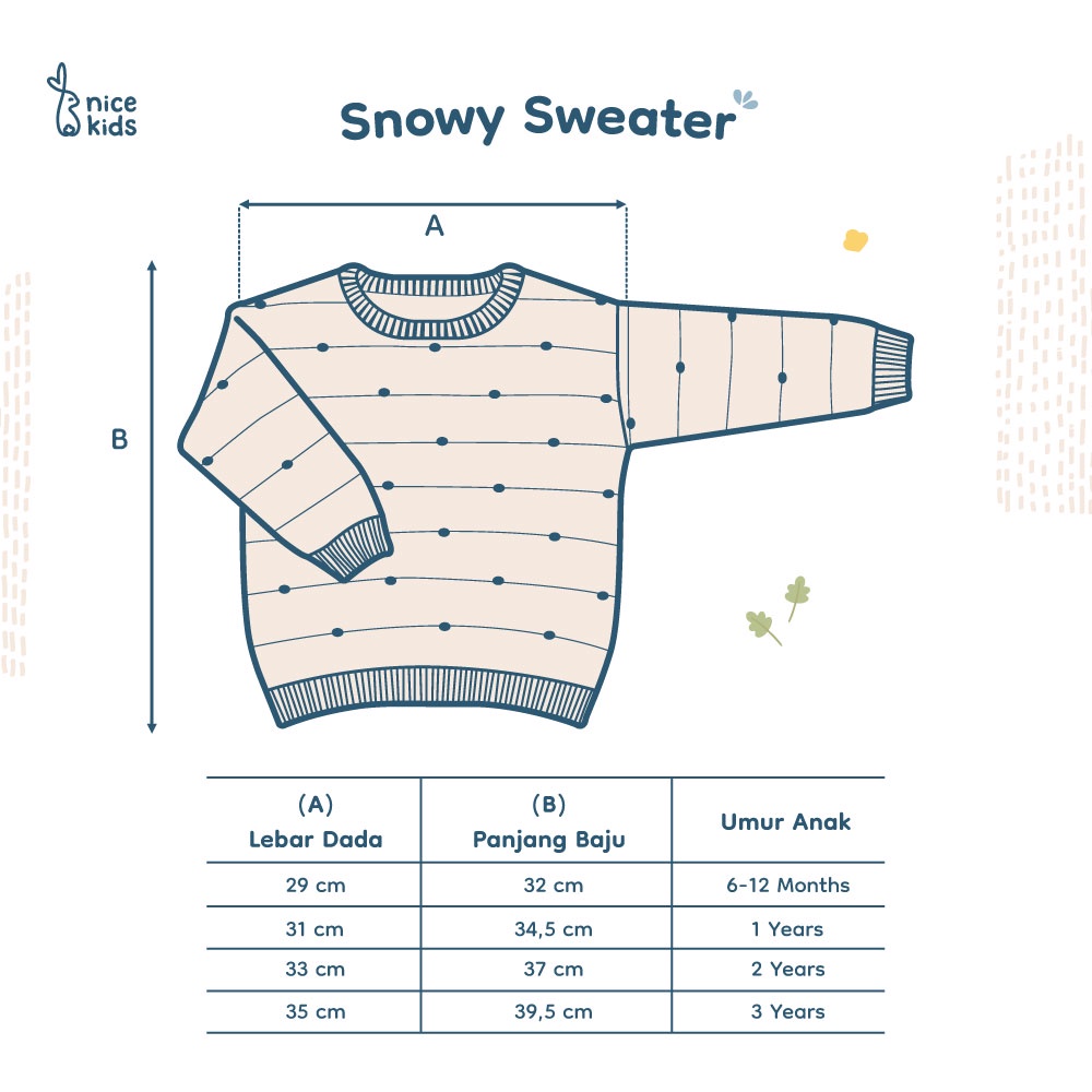 Nice Kids - Knit Sweater Baby Winter Snowy Unisex Baju Hangat Rajut Bayi Anak (6-12 Bulan - 4 Tahun)