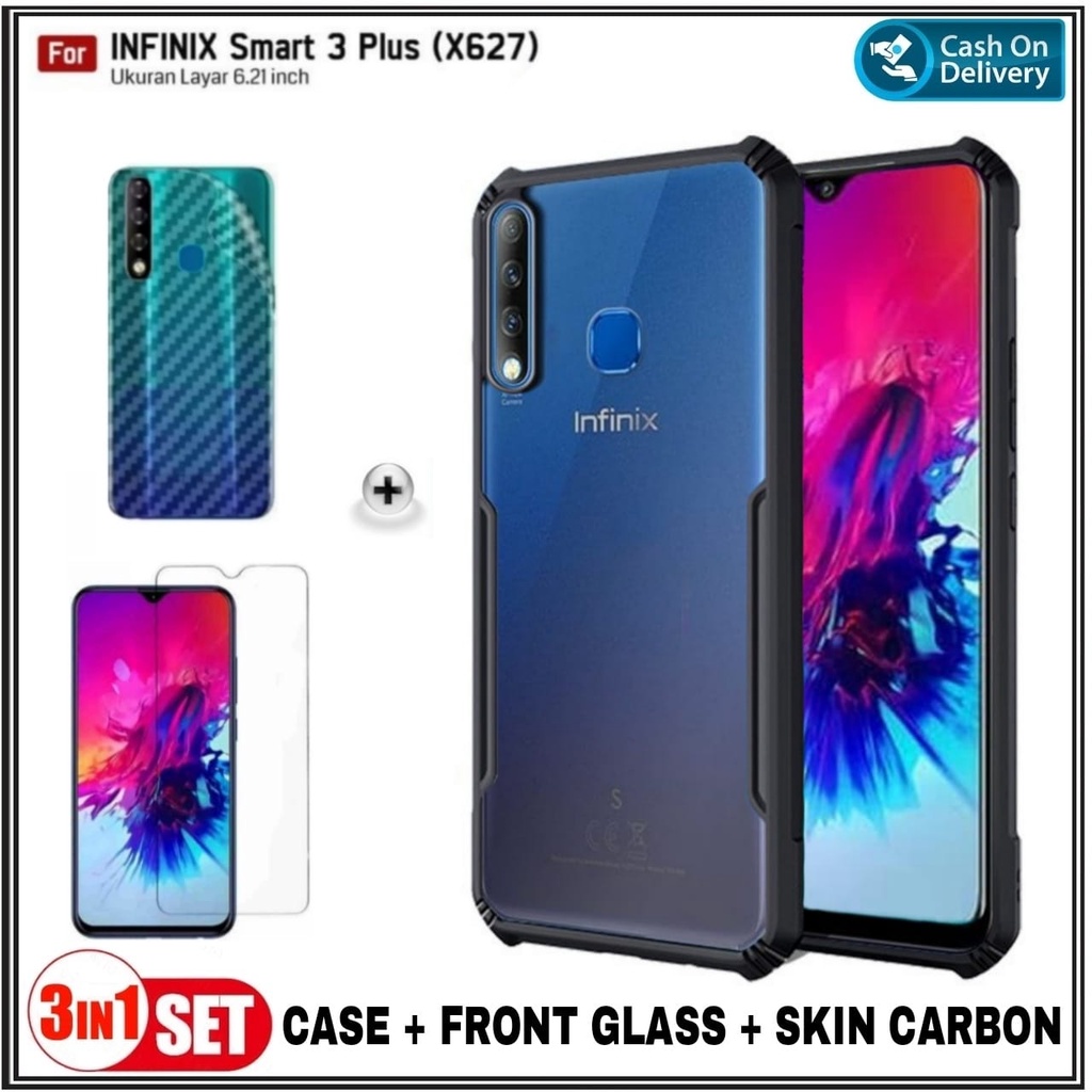 Riyanali_Shop PAKET 3IN1 Case Infinix S4 / S5 / S5 Lite / S5 Pro / Smart 4 Plus / Smart 4 / Smart 4c