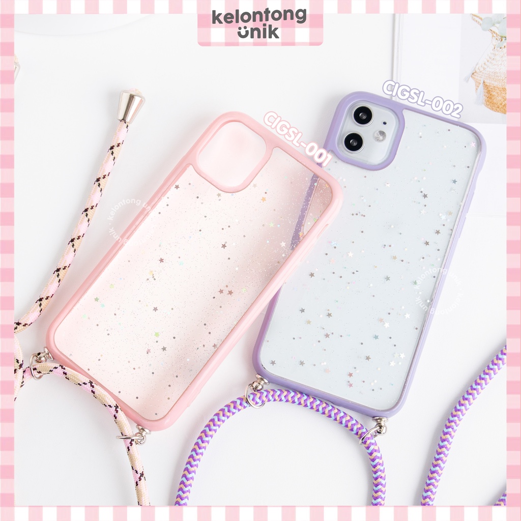 (Seri 1) For iPhone - Star Light Glitter Lanyard Case/ Sling Case Tali