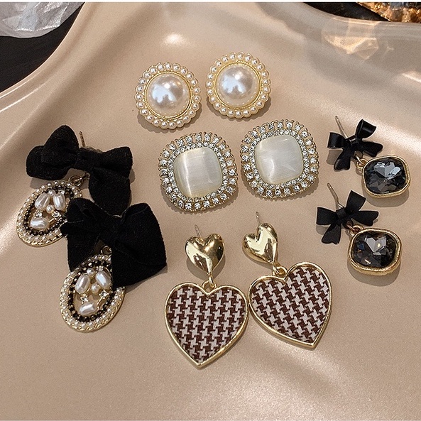 3pcs / Set Anting Stud 925 Hias Mutiara Gaya Korea Retro Untuk Wanita