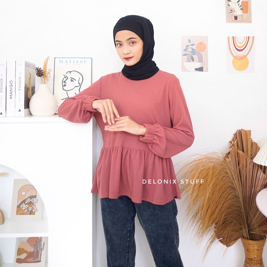 Waffle peplum top