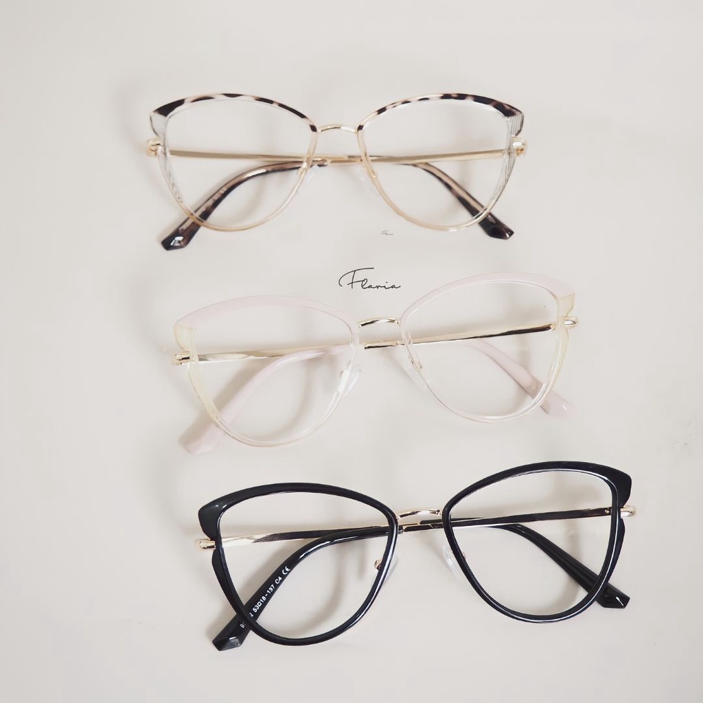 Flavia Eyewear - Kacamata Pandora Cat Eye Titanium (custom minus, photochromic, blueray, bluechromic)