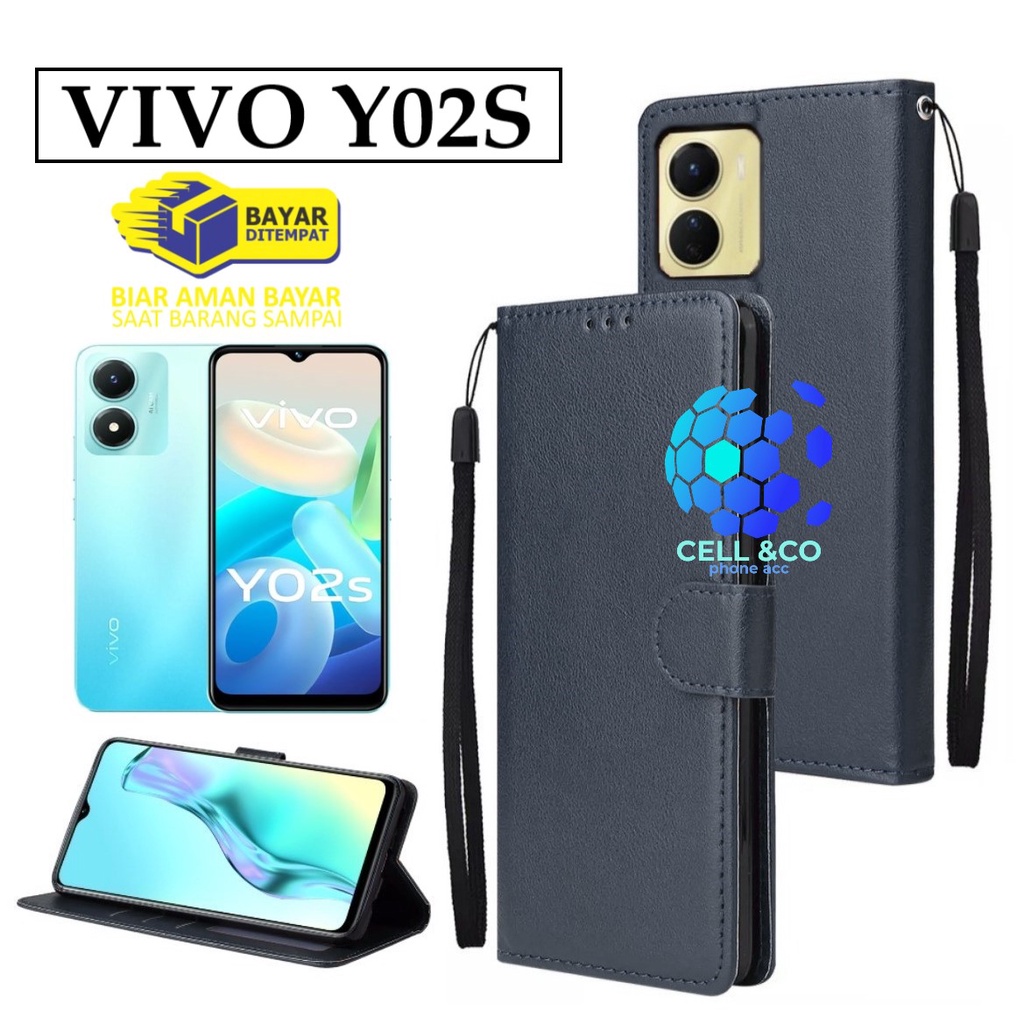 VIVO Y02S CASE FLIP LEATHER WALLET PREMIUM FLIP CASE BUKA TUTUP KESING HP CASING FLIP CASE WALLET VIVO Y02S