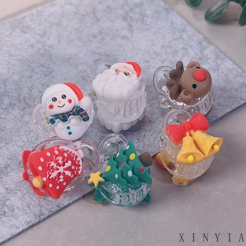 【Bayar di tempat】Jepit Rambut Desain Kartun Santa Claus Ukuran Kecil Untuk Natal Rambut Poni Samping Desain Kartun Snowman Natal Gaya Korea Untuk Aksesoris Wanita