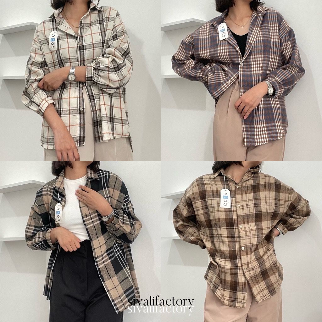 .Kimberly Flanel Shirt / Kemeja Flanel Wanita Model Kimberly Terlaris Best Quality