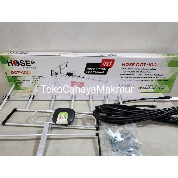 Hose Antena TV Digital Outdoor HDTV DGT-100/200 Full HD Free Kabel 10 Meter,15 Meter