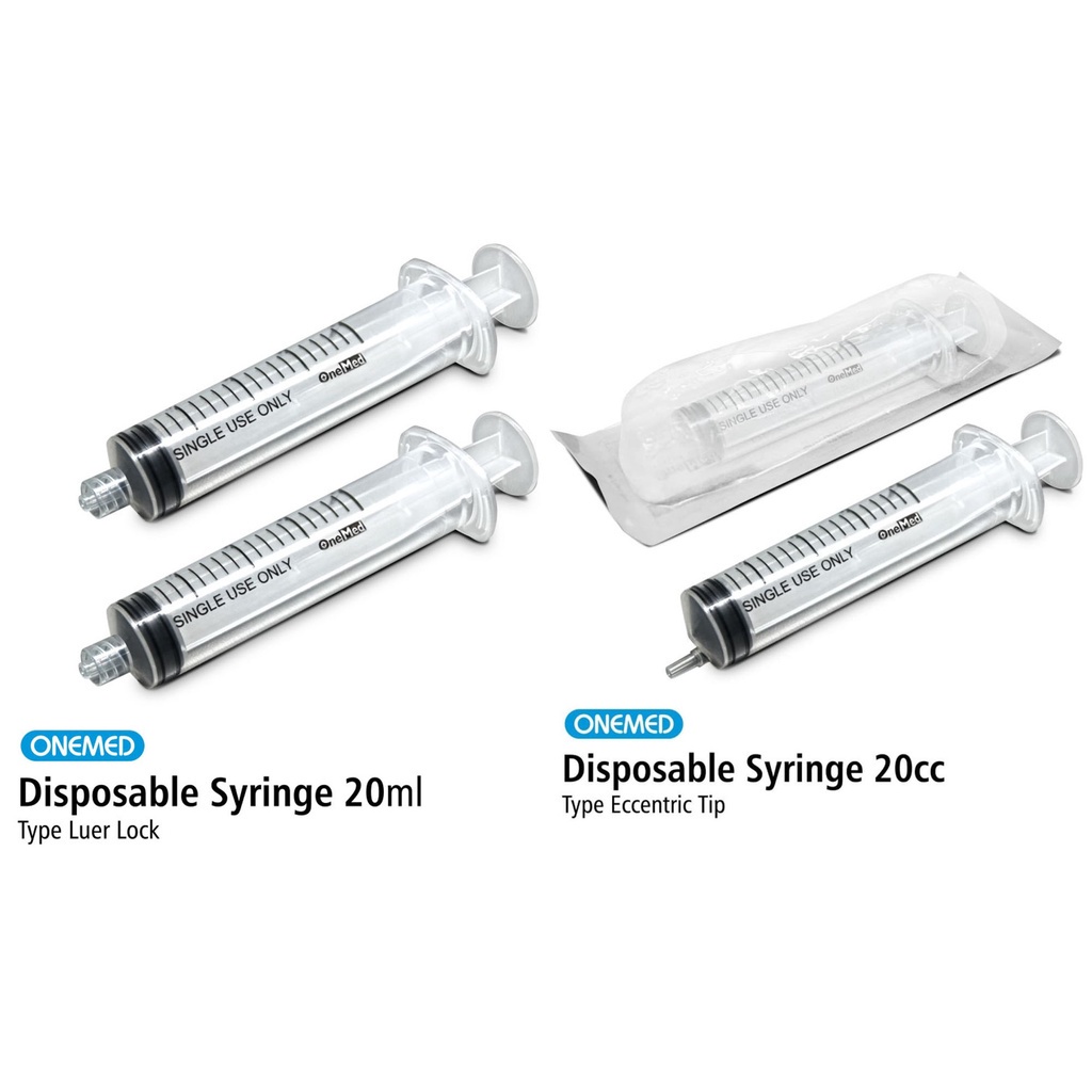 Syringe 20cc OneMed / Spuit Onemed 20ml Lubang Tengah &amp; Lubang PInggir Pack / Box