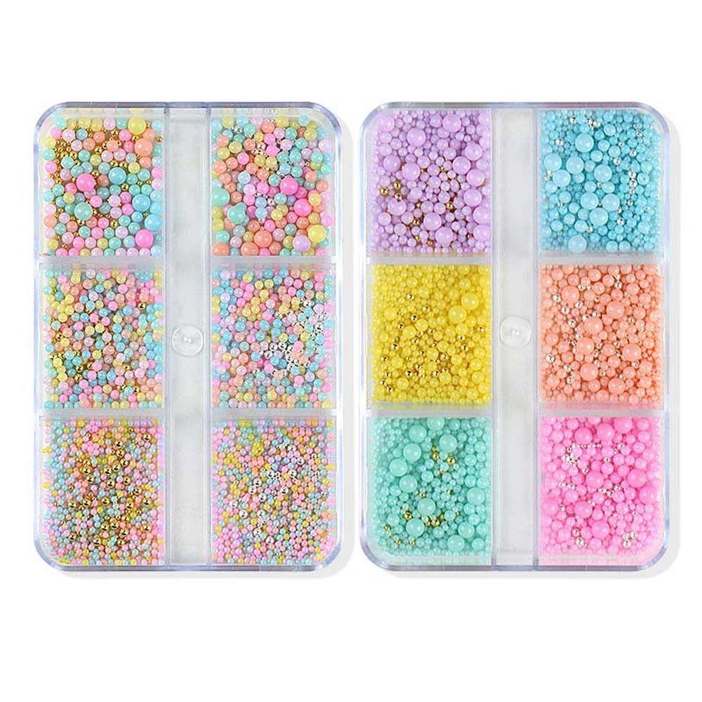 AUGUSTINA Agustina Nail Art Beads Wanita Ukuran Campur Bubble Balls|Hiasan Paku Perhiasan Nail DIY Warna