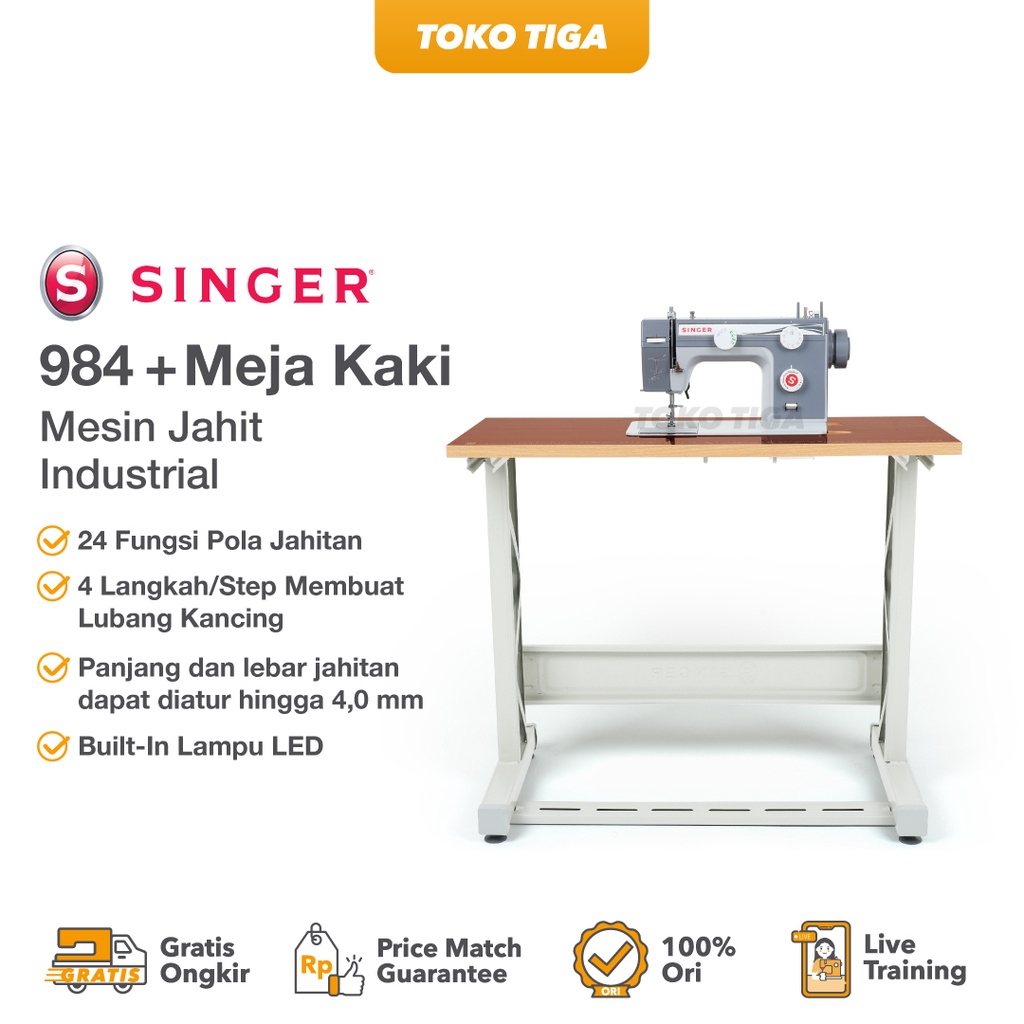 Mesin Jahit SINGER 984 Paket Meja Kaki - Semi Portable Body Besi