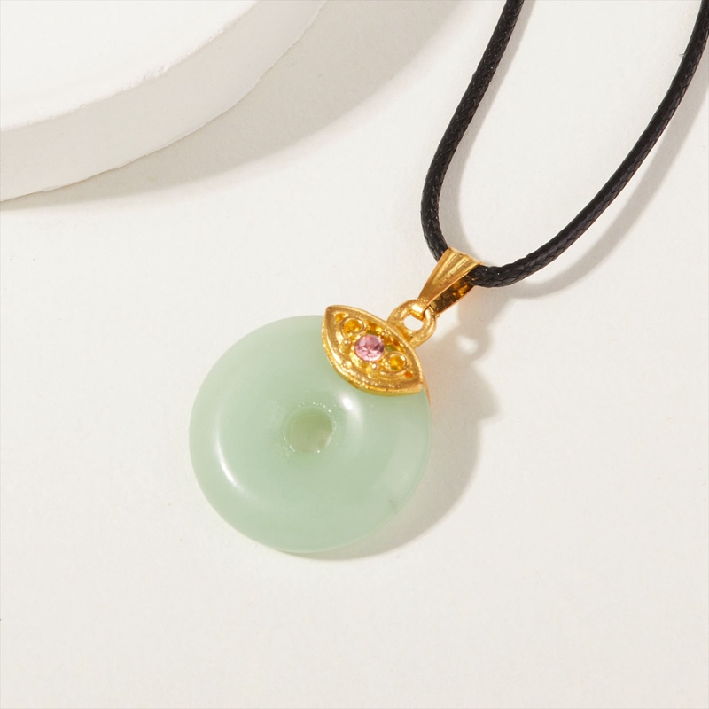 Fancyqube Kalung Liontin Giok Hetian Bahan 925 Silver Gaya China Untuk Hadiah