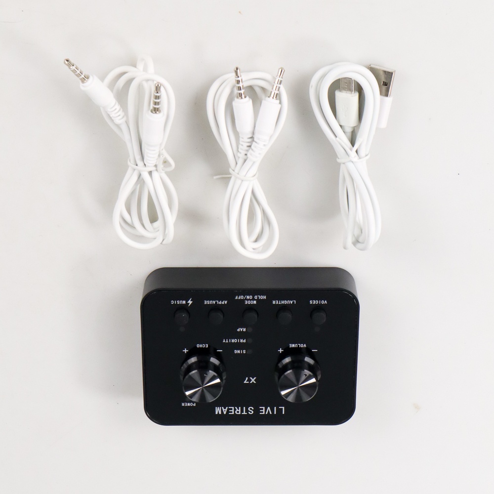 ALLOYSEED Audio USB External Soundcard Live Broadcast Microphone Headset - X7 - Black