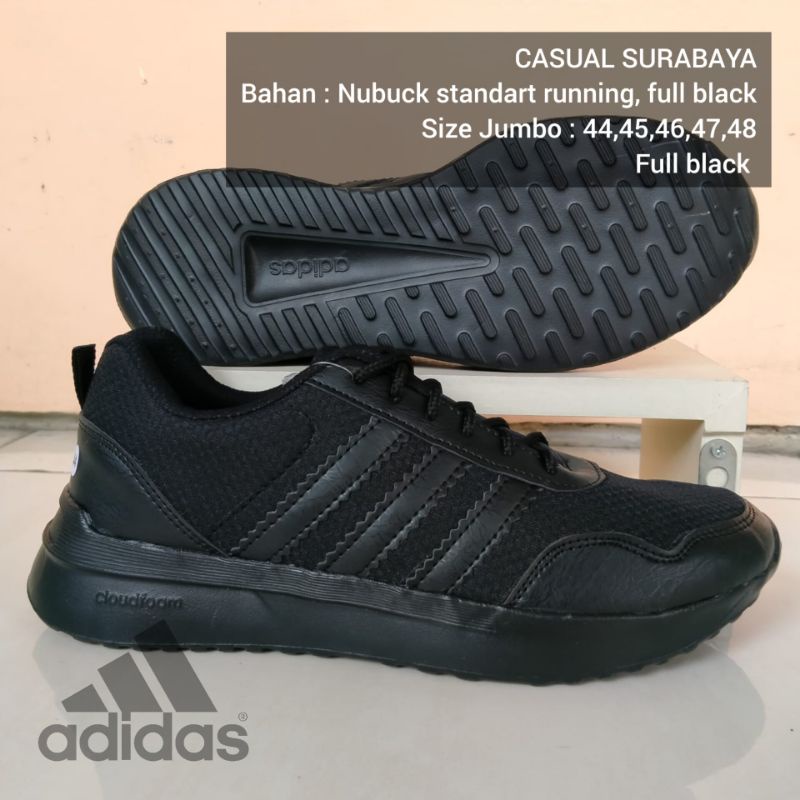 SEPATU SEKOLAH HITAM POLOS JUMBO 44 - 48 ADS FULL BLACK EDITION LAKI - LAKI KEREN