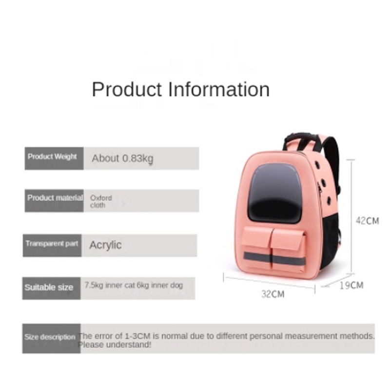 Tas Gendong Ransel Kelinci Anjing Kucing Transparan / Pet Cargo / Pet Carrier Universal