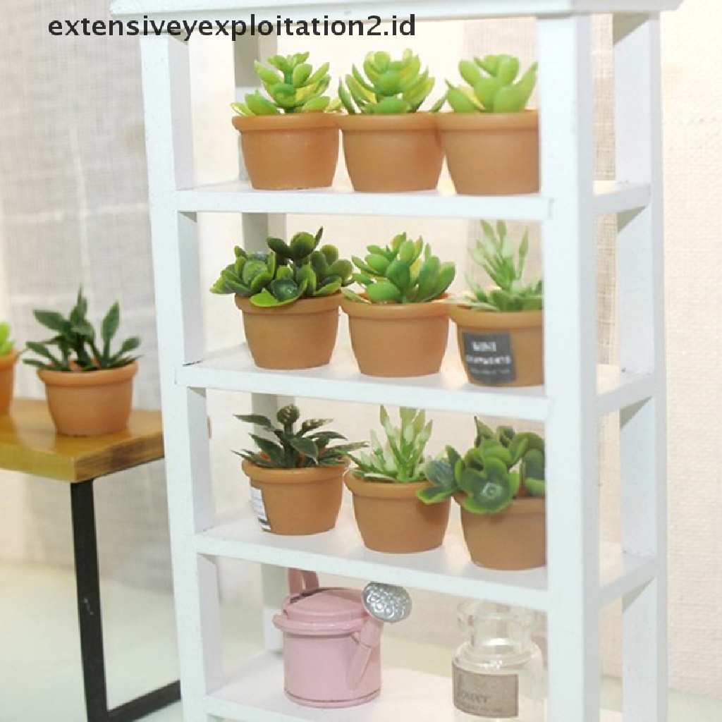 4 Pcs Miniatur Pot Tanaman Hijau Untuk Rumah Boneka