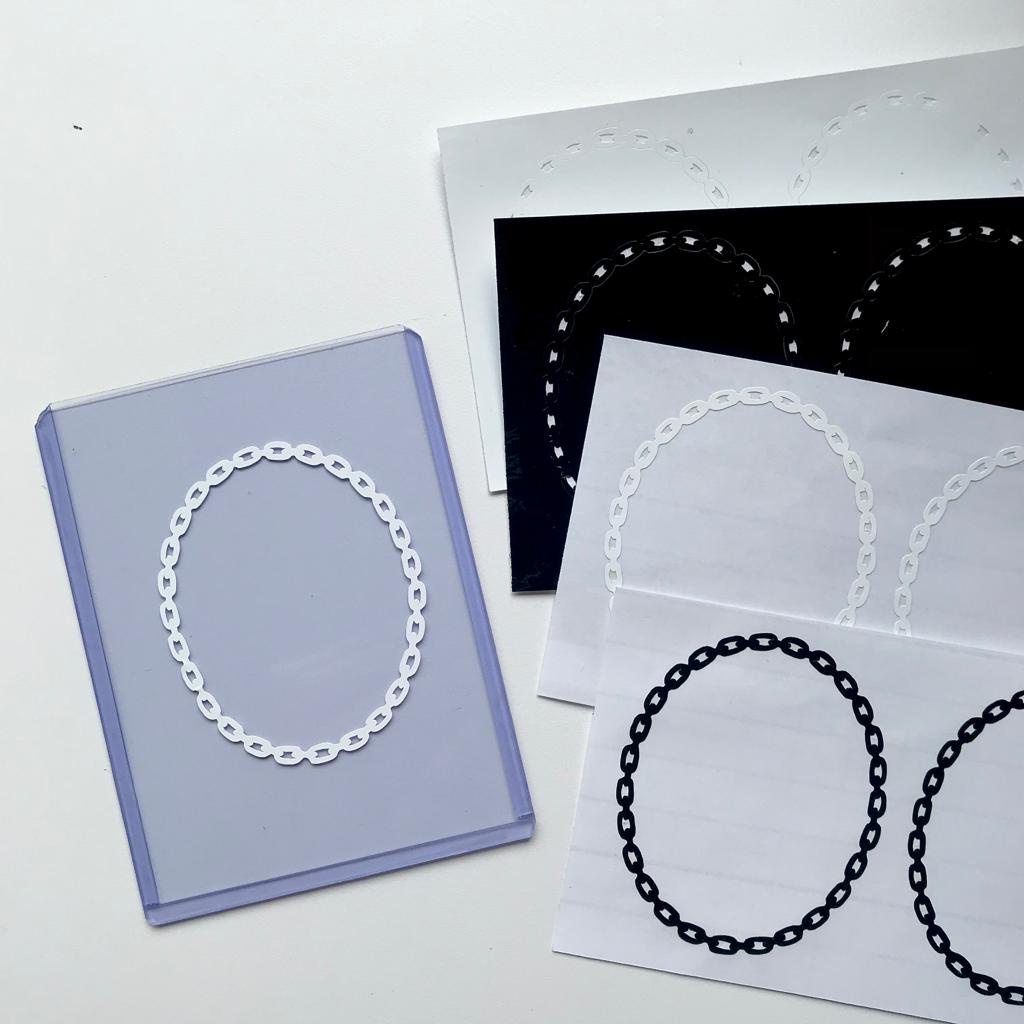 

round frame chain sticker/ stiker frame rantai/ toploader deco