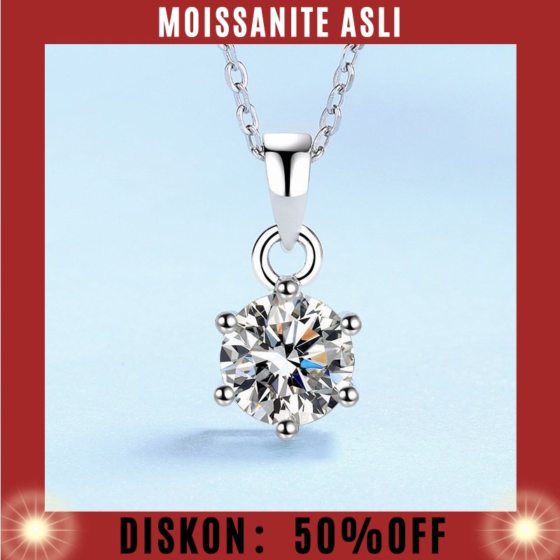100% asli moissanite, bisa jual kembali toko emas lainNICE Diamond 1ct/2ct/3ct Klasik Enam Cabang Mo