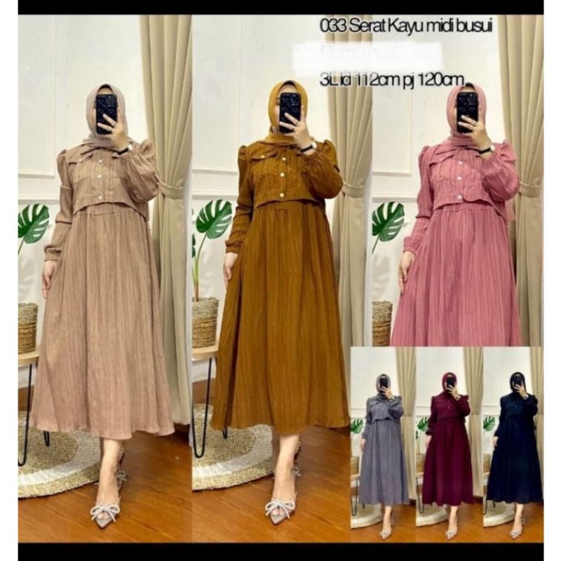 Set MIDI/Set blezer midi cringkle serat kayu