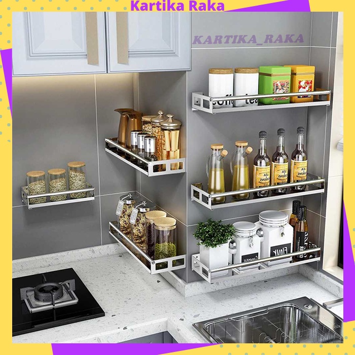 KR Rak Gantung Bumbu Dapur Tempel Dinding Stainless Steel